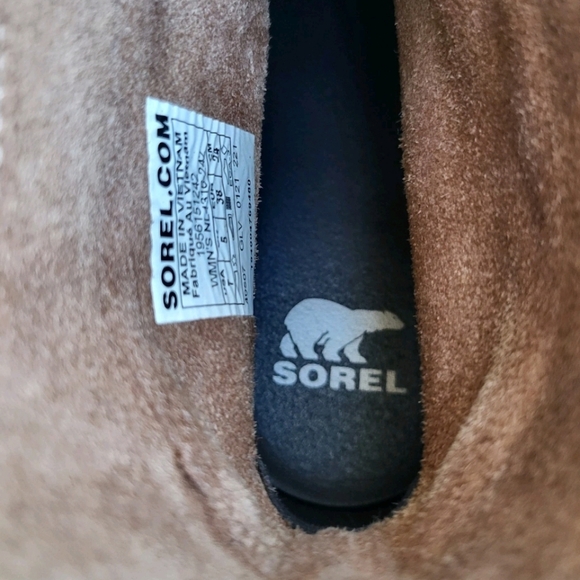 Sorel Waterproof Cate Pull On Tan Suede Leather Ankle Boot Western Lug Women 7 - Picture 5 of 15